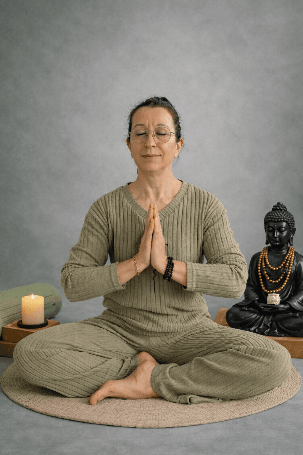 Yoga-Lehrerin Olga in einer Yoga Position im Friesoyther Studio